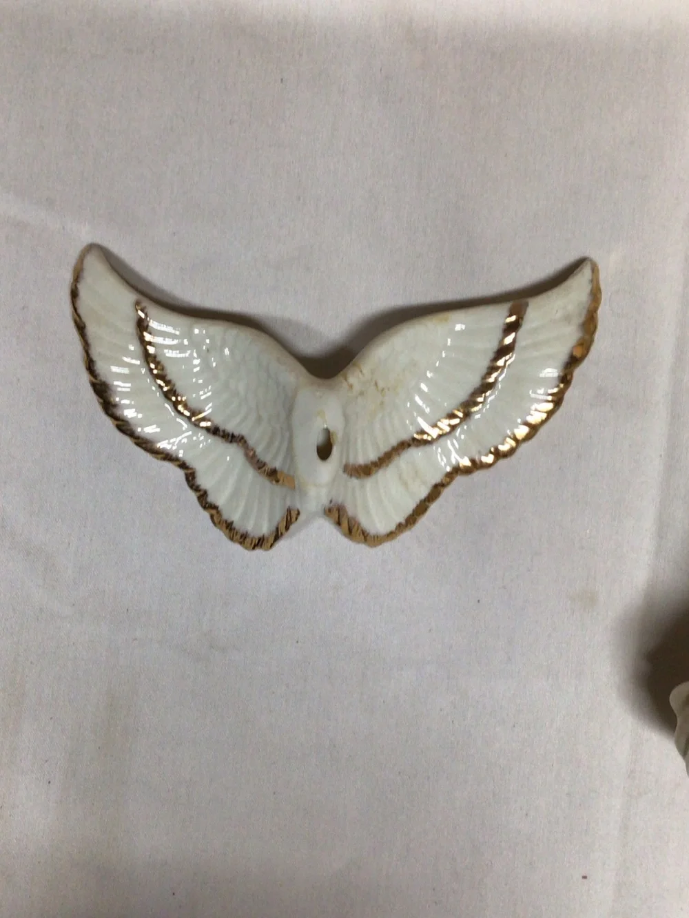 Source Unknown White and Gold Porcelain Angel Figurine